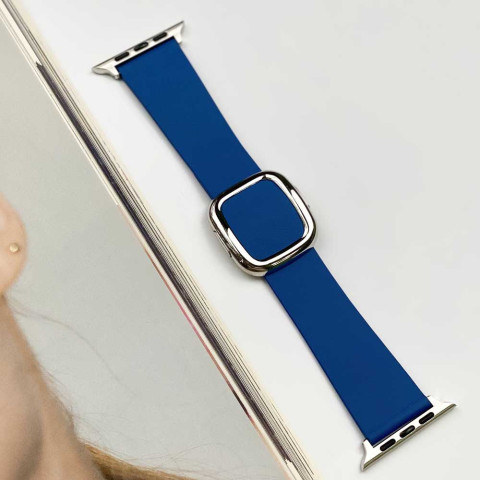 Кожаный ремешок Modern Buckle Leather для Apple Watch 38/40/41mm Silver/Cosmos blue